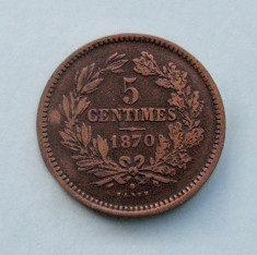 LUXEMBURG - 5 Centimes 1870 - Willem III foto