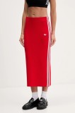 adidas Originals fustă Knit 3s culoarea roșu, midi, drept, JW2660