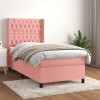 VidaXL Pat box spring cu saltea, roz, 90x190 cm, catifea 3132836