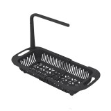 Organizator extensibil pentru chiuveta Fufre, plastic, negru, 17, 8 x 27 x 34-44 cm