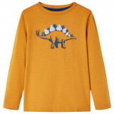 Tricou pentru copii cu maneci lungi ocru &icirc;nchis 104 GartenMobel Dekor, vidaXL