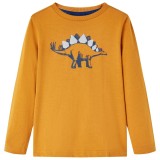 Tricou pentru copii cu m&acirc;neci lungi ocru &icirc;nchis 104