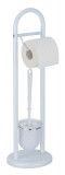 Suport hartie igienica si perie pentru toaleta, Wenko, Siena, 19 x 19 x 63 cm, metal/polipropilena, alb