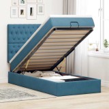 VidaXL Cadru pat otoman cu saltele Albastru &icirc;nchis 100x200cm catifea