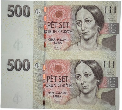 CEHIA 2 x 500 KORUN / COROANE CONSECUTIVE 2009 [2] P- 27 R , UNC , necirculate foto
