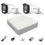 Sistem supraveghere Hikvision 2 camere 5MP 2.8mm ColorVU, lumina alba 20m, DVR 4 canale, accesorii, hard disk 1TB SafetyGuard Surveillance