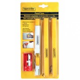 Set creioane pentru tamplarie cu ascutitoare si suport, 7 piese TMP