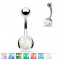 Piercing argintiu pentru buric, din o?el, bila cu imita?ie de opal - Culoare: Albastru Aqua