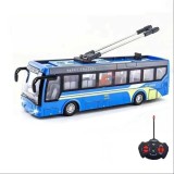 Autobuz City Albastru cu Telecomanda, Lumini si Sunete, 20cm, Plastic/Cauciuc, Baieti 3+ ani