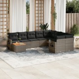Cumpara ieftin Set mobilier de grădină cu perne, 10 piese, gri, poliratan