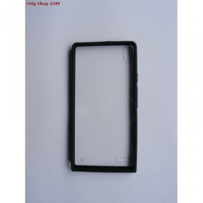 Husa Capac Silicon Huawei Ascend P6 Negru / Transparent (MD) foto