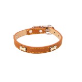 Zgarda reglabila pentru caini din piele, Maro, 34x3 cm, Oem