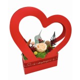 Aranjament floral personalizabil, Eventissimi, Inima cu licheni si trandafir criogenat si plante uscate, Multicolor
