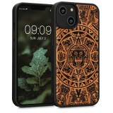Cumpara ieftin Husa Kwmobile pentru Apple iPhone 14, Lemn, Maro/Negru, 59124.02