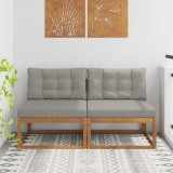 vidaXL Canapea exterior lemn masiv acacia design modern cu perne rezistenta intemperii natural