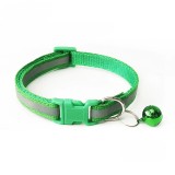Zgarda ajustabila cu clopotel pentru caini si pisici, 18-32cm/1cm, reflectorizanta, Verde, Ropet