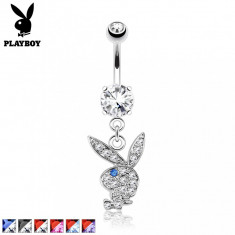 Piercing pentru buric realizat din o?el, iepura? Playboy din zirconiu colorat - Culoare zirconiu piercing: Transparent ? Ro?u foto