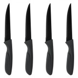 Set Cuțite cu Zimți din Oțel Inoxidabil, 4 Bucăți, Negru, Oem