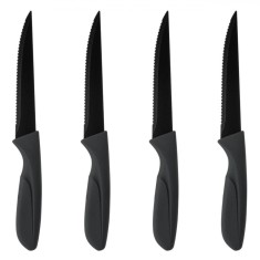 Set Cuțite cu Zimți din Oțel Inoxidabil, 4 Bucăți, Negru