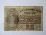 Rara! Portugalia 20 Centavos 1922-1925,bancnota din imagini