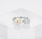 Cumpara ieftin Inel deschis din Argint 925 , zToi et Moi Pearl Cluster, - Cu Perla Naturala E i Compozitie de Cristale