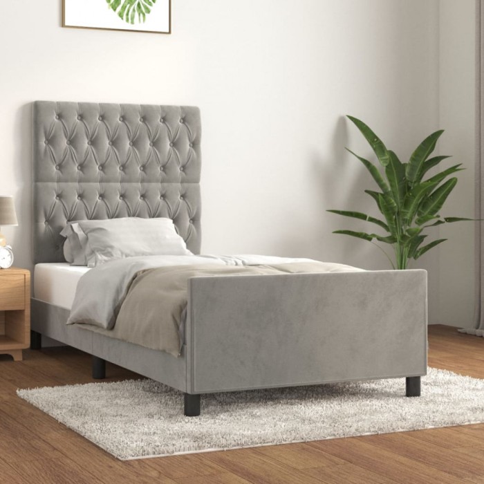 vidaXL Cadru de pat fără saltea, gri deschis, 90x200 cm, catifea 3125916