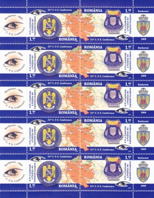 CONFERINTA POLITIILOR.MINICOALA CU AMBELE VALORI,2009,Lp.1834a, MNH ** ROMANIA. foto