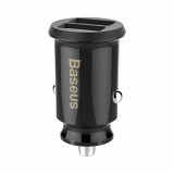 &Icirc;ncărcător Auto Baseus Grain Mini &icirc;ncărcător Auto 2x USB 3.1A Negru (CCALL-ML01)