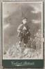 Copil in costum de tirolez// fotografie de studio pe carton, Atelier Apollo Braila 1906