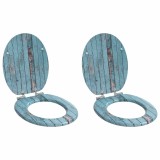 Cumpara ieftin Capacul de toaleta 2 pcs albastru 44 x 38 cm Lemn prelucrat