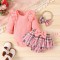 Costumas cu body roz pentru fetite - Lolita (Marime Disponibila: 0-3 luni)