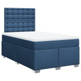 Cumpara ieftin Pat box spring cu saltea, albastru, 120x190 cm, material textil