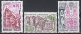 Franta 1974 - Obiective turistice, 3 Serii, MNH, Nestampilat