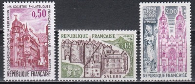 Franta 1974 - Obiective turistice, 3 Serii, MNH foto