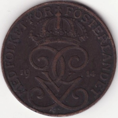 Moneda Suedia - 5 Ore 1914 - An rar foto
