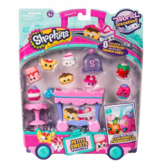 Set 8 figurine Shopkins Pink, mini dulciuri asortate si carucior, 5 ani+ foto