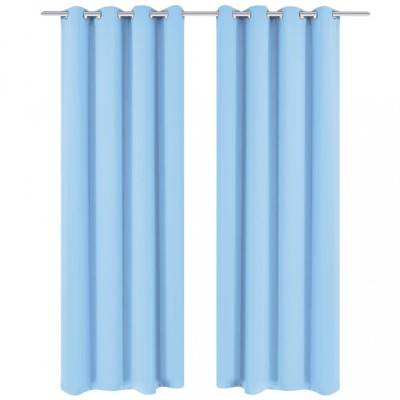 Draperii opace cu ocheți metalici, 2 buc, 135 x 245 cm, turcoaz foto
