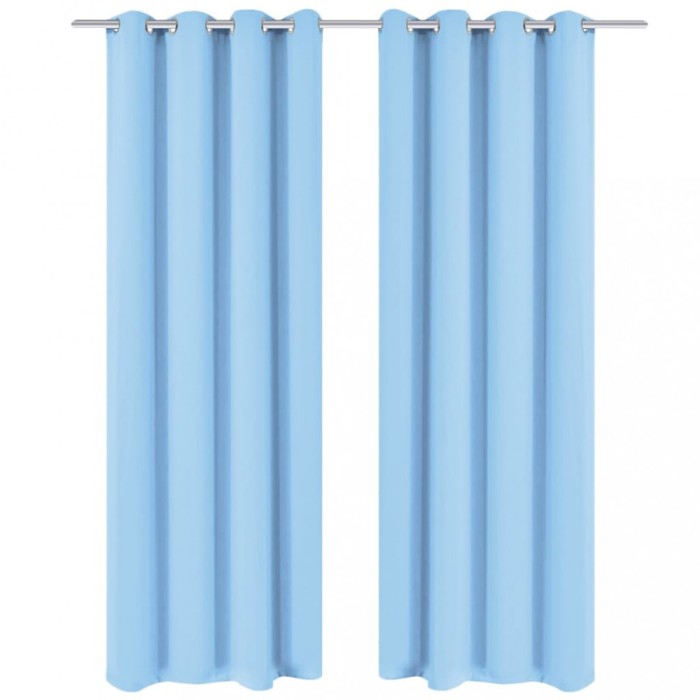 Draperii opace cu ocheți metalici, 2 buc, 135 x 245 cm, turcoaz