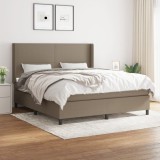 Cumpara ieftin Pat box spring cu saltea, gri taupe, 160x200 cm material textil