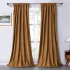 Set draperii soft cu rejansa din bumbac cu 4 ate tip fagure, Super, 200x230 cm, densitate 200 g/mp, Maro, 2 buc