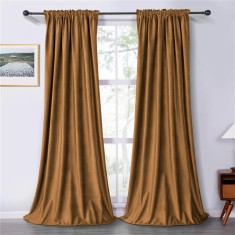 Draperie soft cu rejansa din bumbac cu 4 ate tip fagure, Super, 150x270 cm, densitate 200 g/mp, Maro