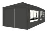 Cort Pavilion Gradina 3x6m Gri, 6 Pereti Laterali cu Ferestre, Impermeabil, Pliabil, Iso