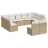 Set canapele de gradina cu perne, 11 piese, bej, poliratan
