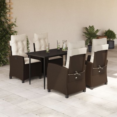vidaXL Set mobilier de grădină, 5 piese, cu perne, maro, poliratan foto
