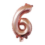 Balon din folie flippy, cifra 6, 81 cm, pentru aer sau heliu, bulk, roz auriu