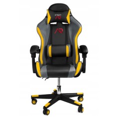 SCAUN DE GAMING, CU PERNA LOMBARA, NEGRU GALBEN