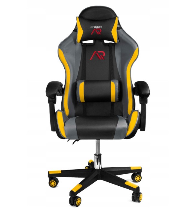 SCAUN DE GAMING, CU PERNA LOMBARA, NEGRU GALBEN