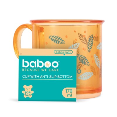 Cana Cu Fund Antiderapant Baboo - 170 ml, Portocaliu, 12 luni+ foto