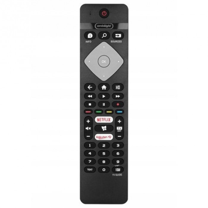 Telecomanda universala pentru Smart TV Philips 398GR10BEPHN, x-remote, Netflix, Rakuten TV, Ambilight, Negru