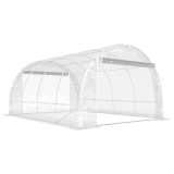 Outsunny Seră de Grădină Tip Tunel 3x4x2 m cu 2 Uși Rulabile, Seră pentru Grădină cu 4 Suporturi Diagonale, Cadru din Oțel și Acoperiș din PE, pentru